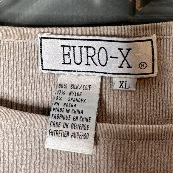 Vintage Euro-X sz XL Silk Blend Silver Sleeveless Sweater Blouse Top Stretch - Picture 3 of 5